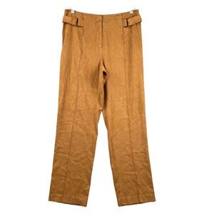 Vintage Mac & Jac Women's Size 8 Tan Brown Wide Leg Belted Trousers Pants